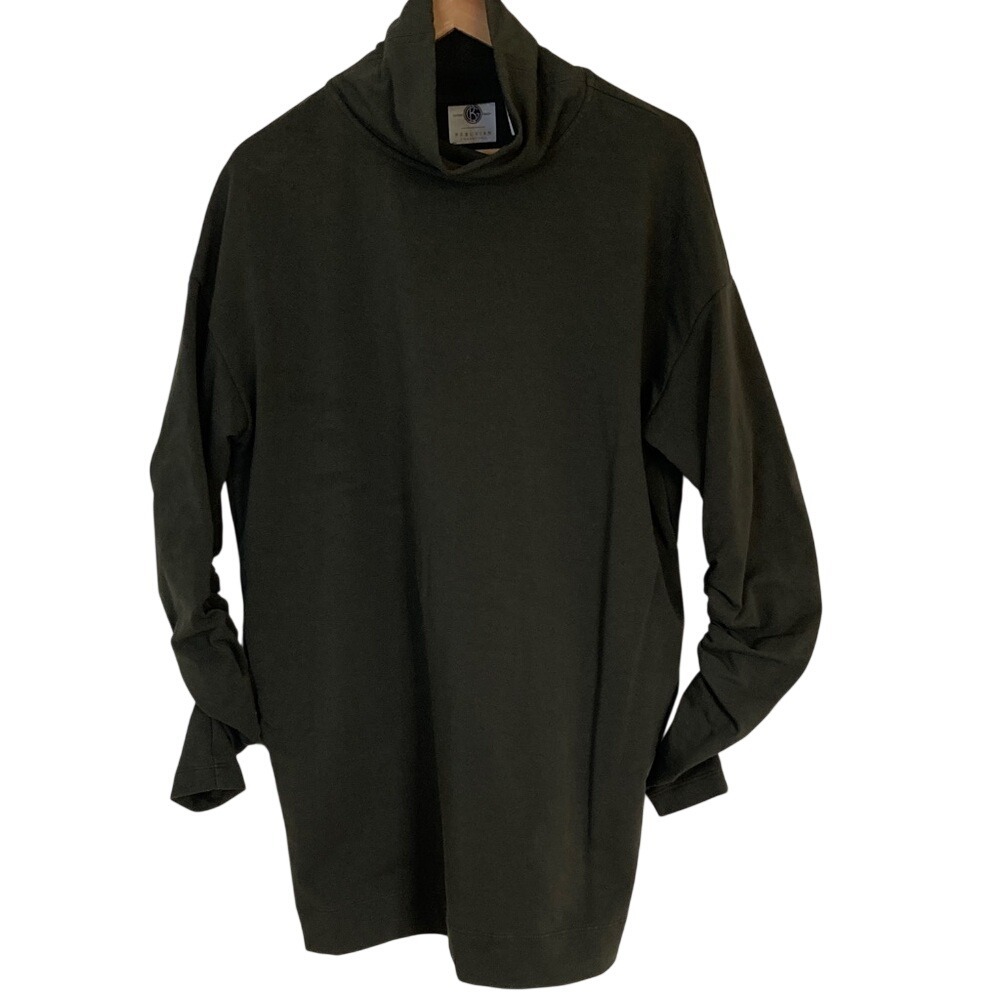 Peruvian Connection Chelsea Tunic Shirt Olive Green Size XS Relaxed Funnel‎ LS